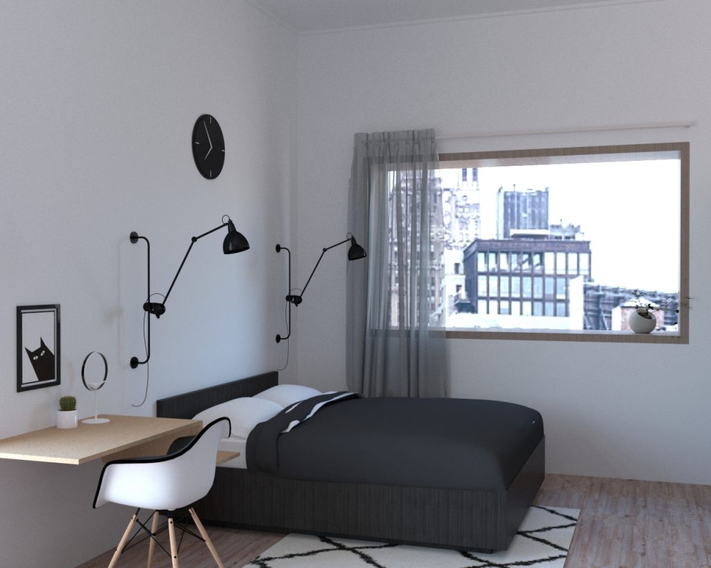 Interior kamar apartemen minimalis dari Scandinaland Interior